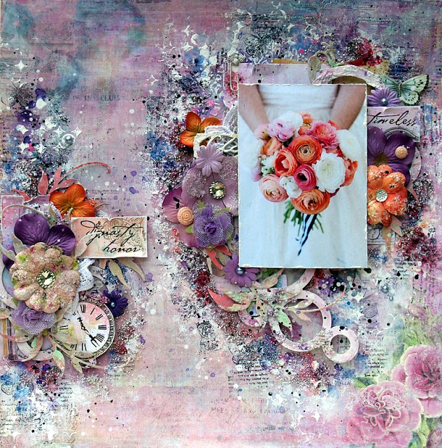 Mixed media bridal/wedding layout by Anna Rogalska