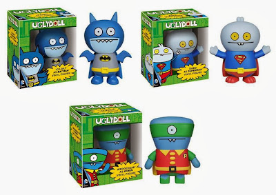 DC Comics x UglyDoll Vinyl Figures - Ice-Bat as Batman, Babo as Superman & Wedgehead as Robin