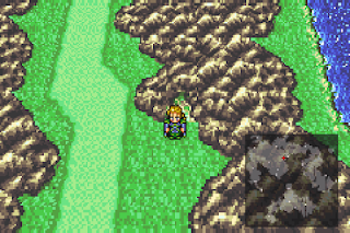 Edgar stands outside the Returner Hideout, an important location in Final Fantasy VI.