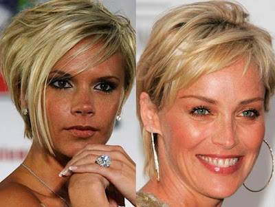 best celebrity hairstyles Sharon Stone Victoria Beckham short hairstyles