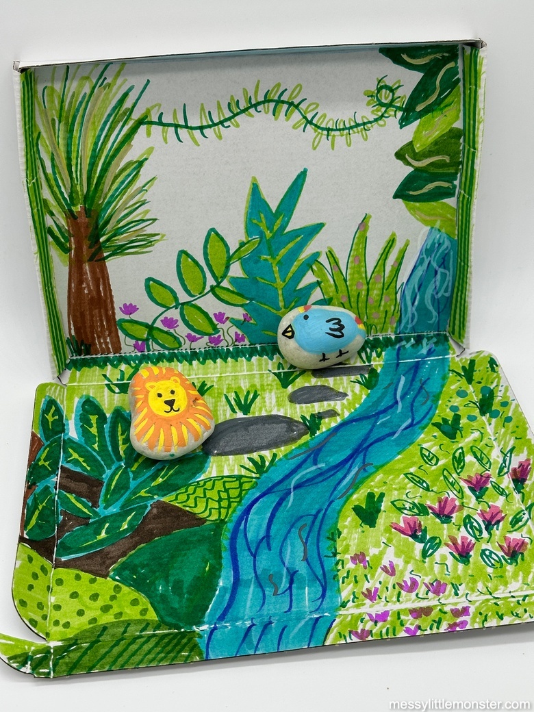 Rainforest diorama box craft for kids