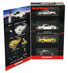 kyosho initial d 4-car set rx-7 mazda nissan skyline gt-r r32 hachiroku toyota ae86 trueno 1/64