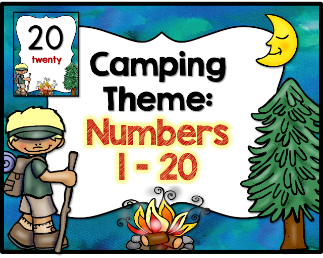 CAMPING THEME, CAMPING NUMBER SIGNS, NUMBERS 1-20