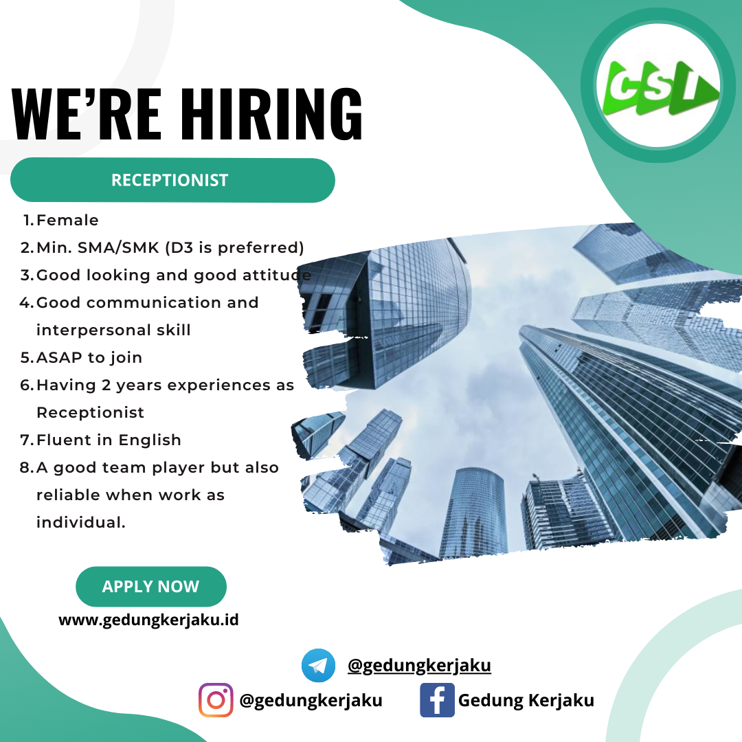 Lowongan Kerja Jakarta Receptionist PT Consulting Services Indonesia