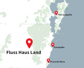 Ubicacion de Fluss Haus Land con respecto a Florianopolis, Garopaba y Praia do Rosa