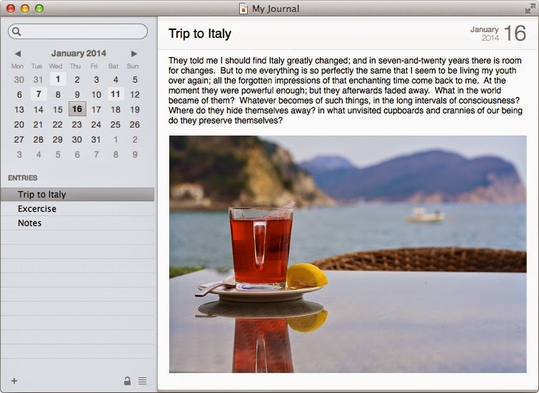 Mac Journal software screenshot