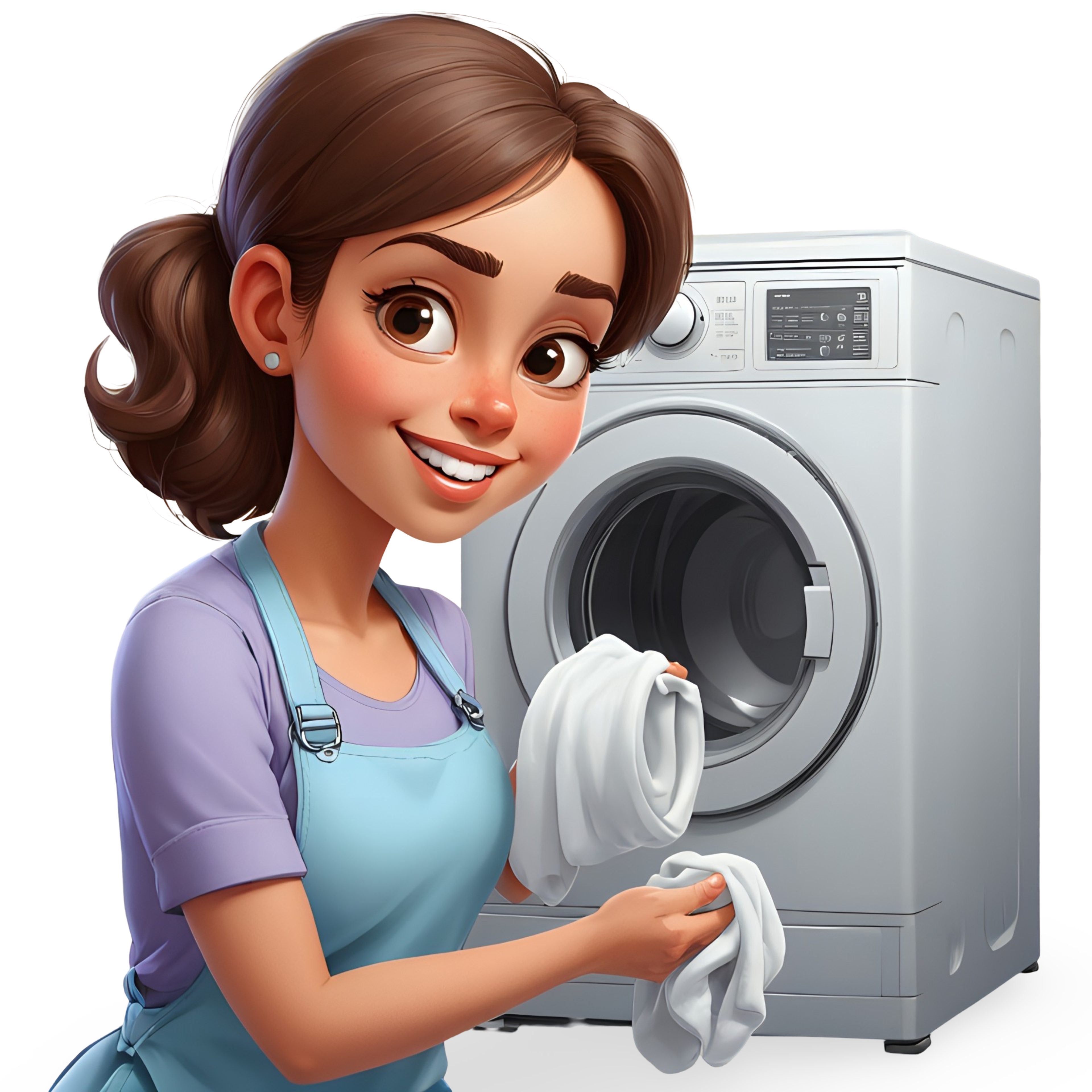 Cartoon woman washing clothes