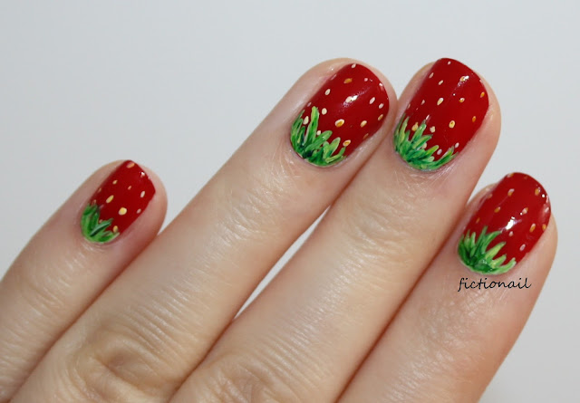 Simple Strawberry Nail Art Wimbledon