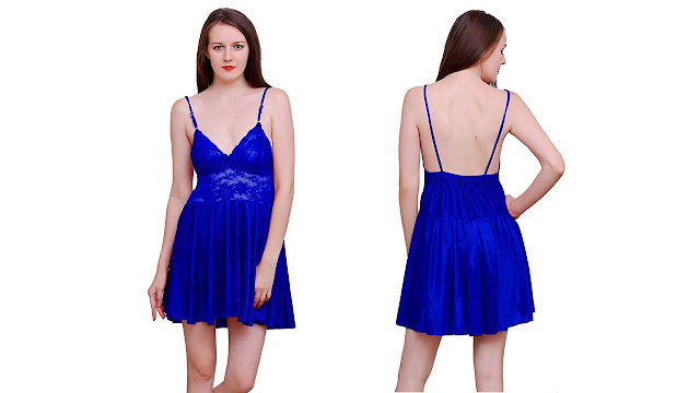 Bombshell Blue Satin Babydoll Nighty