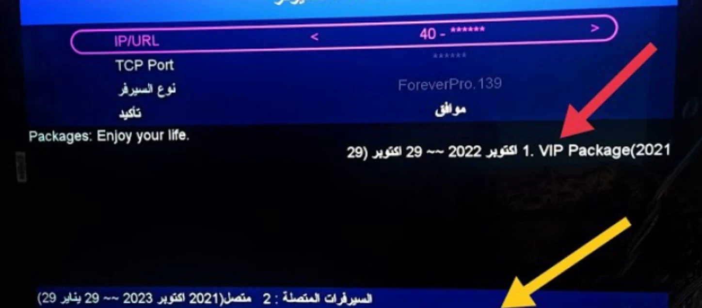 سيرفر الفورايفر وخاصية VIP PACKAGE وفتح قنوات بين سبورت علي النايل سات