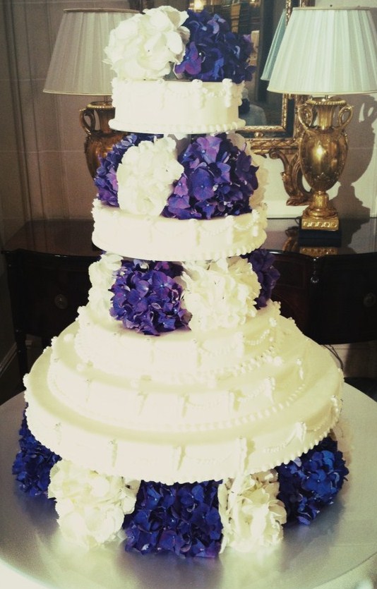 light blue and white wedding cakes