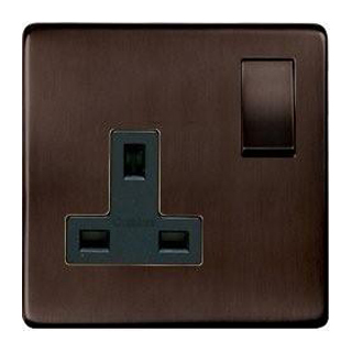 Heritage Brass Screwless 13 Amp Single Switched Socket in bronze