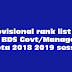 Provisional rank list for MBBS BDS Govt/Management Quota 2018 2019 session