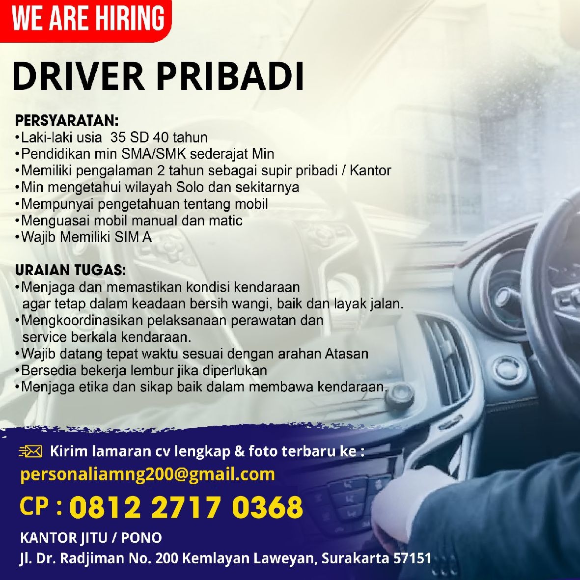 Lowongan Kerja Sopir Solo Raya