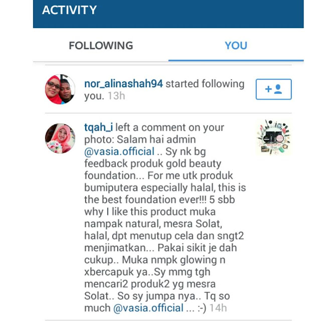 Testimoni Gold Beauty Foundation V'asia