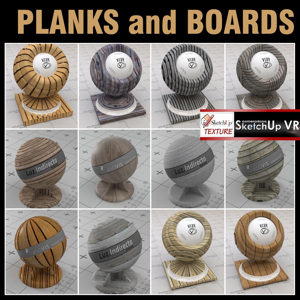 SKETCHUP TEXTURE: VISMAT VRAY FOR SU PLANKS and BOARDS #1