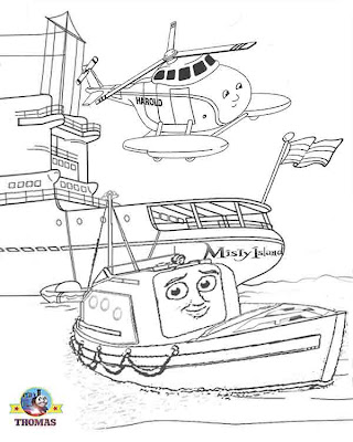 Thomas the tank engine coloring pages captain and Harold helicopter Thomas misty island rescue movie