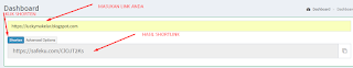 masukan link anda dan klik shorten