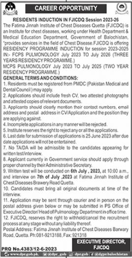 Jobs in Fatima Jinnah Institute of Chest Diseases