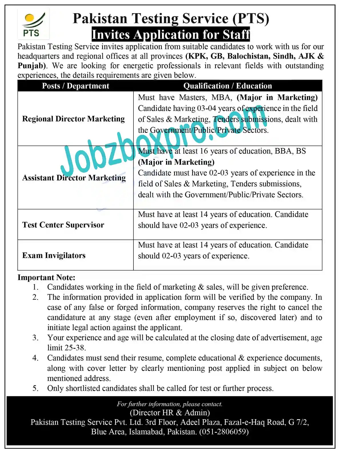 PAKISTAN TESTING SERVICE PTS LATEST JOBS 2023 | INVIGILATORS JOBS