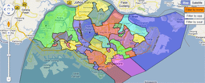 Google  Singapore on Google Maps Mania  The Singapore Election On Google Maps