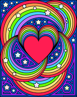 Rainbow heart- with a blank version to color