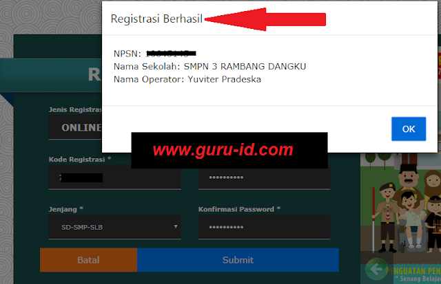 gambar cara mudah registrasi dapodik 2018 sukses