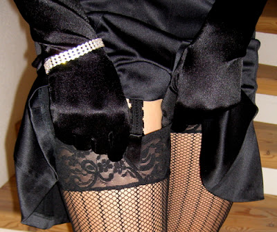 fischnet stockings and garter-belt