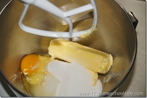 cream butter, sugar and egg