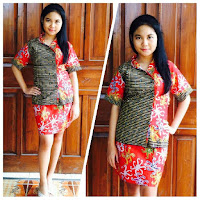 model baju batik dress wanita terbaru warna merah