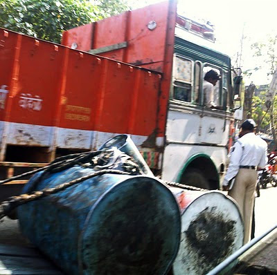 truck driver and policeman