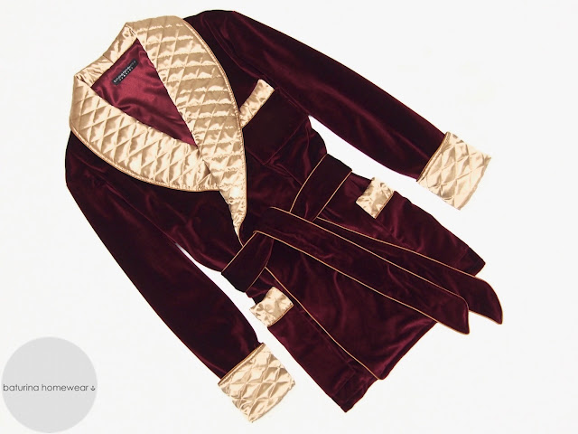 Mens burgundy gold smoking jacket red velvet quilted silk robe dressing gown warm