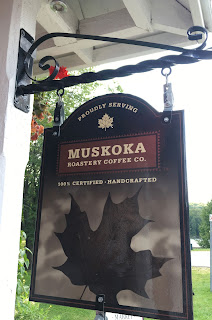 Muskoka coffee roasters sign in Lake of Bays, Ontario, Canada