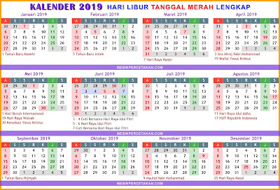 Kalender 2019 Lengkap TANGGAL MERAH hargamesin