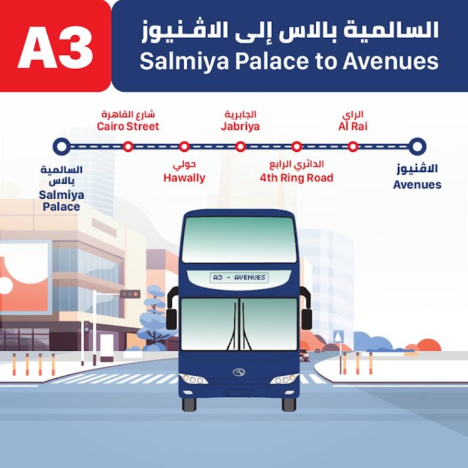 A3 Kuwait Bus Route A3 Salmiya Palace to Avenues KuwaitBus 