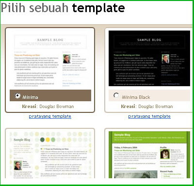 Pilih Template Blog