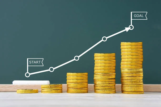 Money gradually piled highly and precess from start to goal