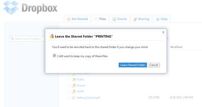 leave shared folder