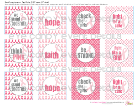 think pink, breast cancer awareness tags, pink gift tags, hope, fight for a cure