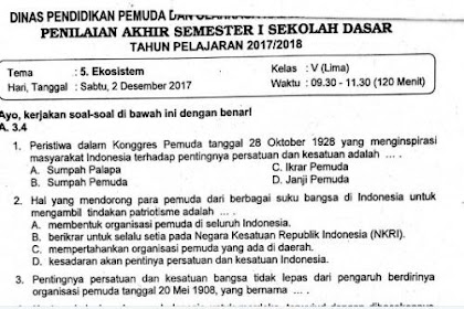 Soal Ulangan Tema 5 Kelas 5 SD Kurikulum 2013