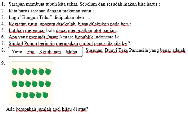 Soal UAS/PAS Kelas 1 SD Kurikulum 2013 Kelas 1 Revisi Baru