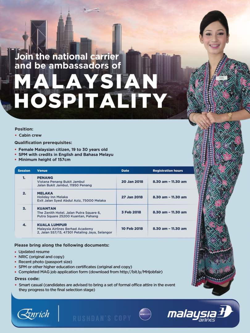 Fly Gosh Malaysia Airlines Cabin Crew Recruitment Walk In Interview 2018