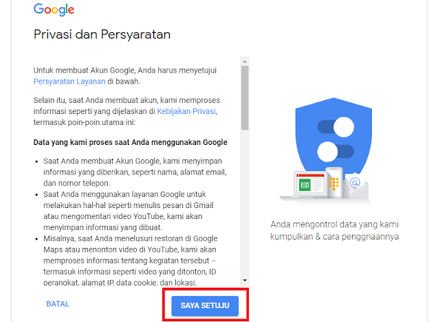  halaman Privacy and Term atau Privasi dan Persyaratan