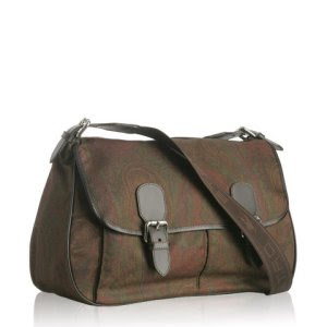 olive paisley nylon flap messenger