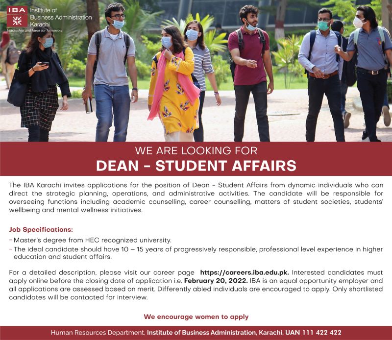 Institute Of Business Administration IBA Jobs Dean-Student Affairs