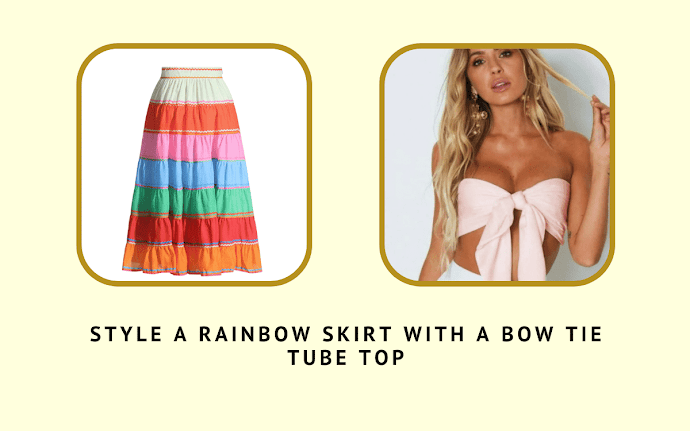 Rainbow Skirt with a Bow Tie Tube Top
