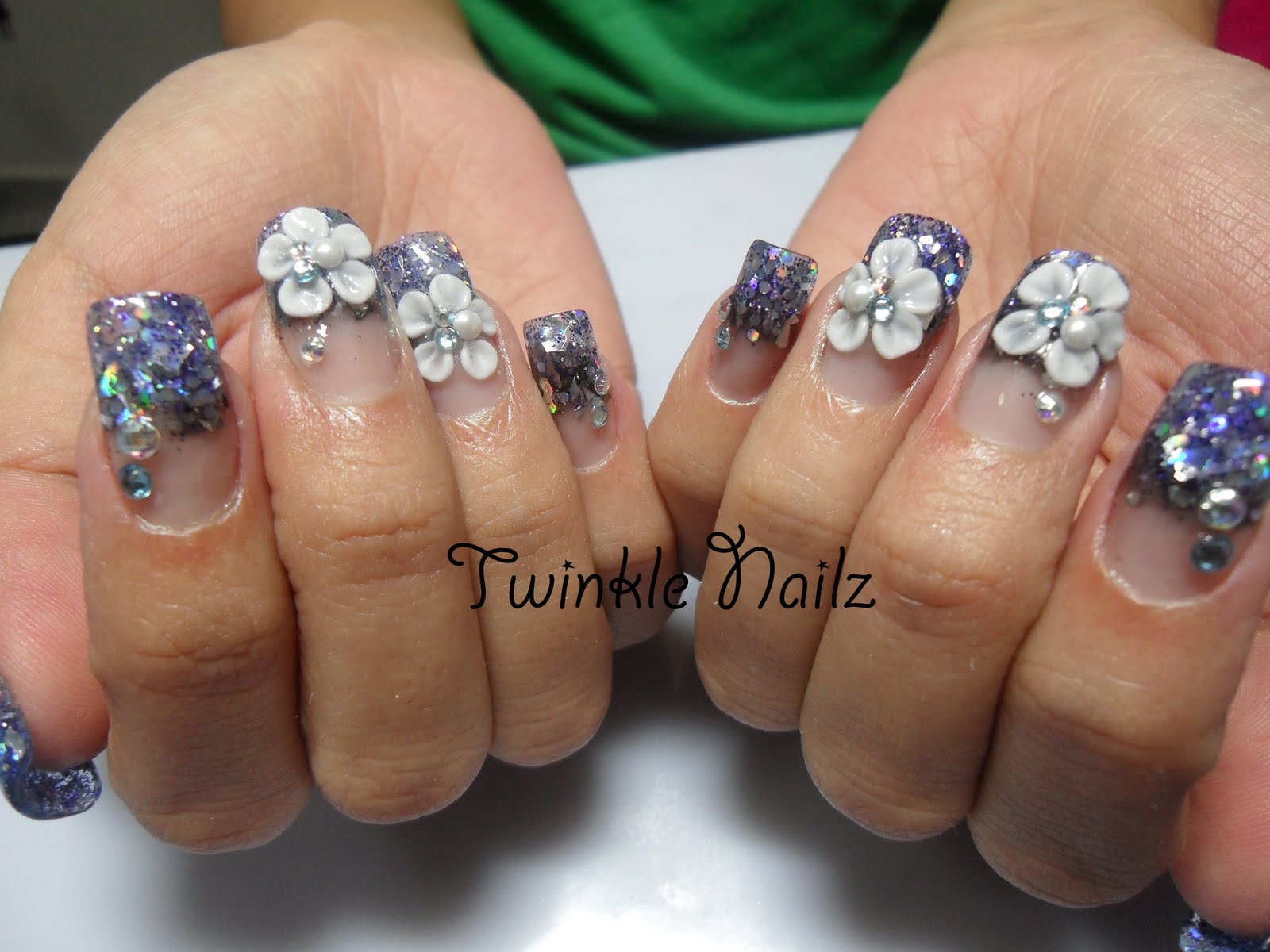 3D, Acrylic Nails, inlay nail art by Twinkel Nailz