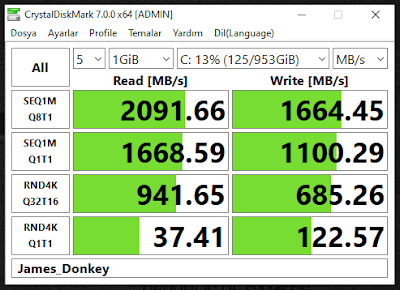 James Donkey JD1024 1TB 3D Nand 2100MB/1700MB/sn NVMe M.2 PCI-E SSD Disk