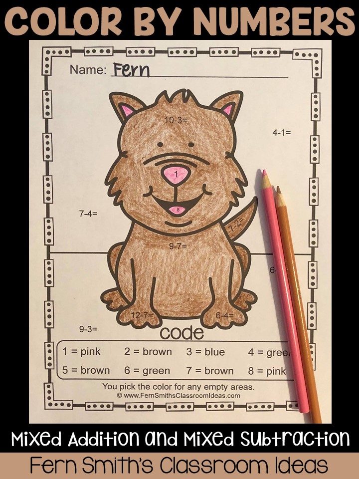 Your students will adore these Ten Awesome Animals Color By Code Worksheets for Addition and Subtraction. Ten pages are included for your students to learn and review important skills at the same time as having fun in YOUR classroom! You will love the no prep, print and go Color Your Answers Worksheets for mixed addition and mixed subtraction with all ANSWER KEYS Included!  This math resource includes: * Five Mixed Addition pages. * Five Mixed Subtraction pages. * Ten Color Coded Answer Keys