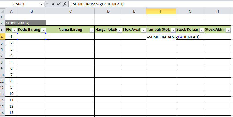 Aplikasi Excel mengurangi stock barang secara otomatis